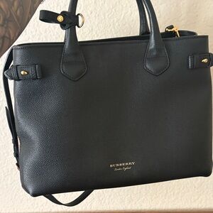 Burberry Black Leather Tote with Gold Accents